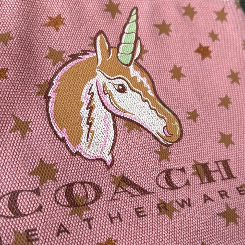 Coach 2017 Uni Turnlock Pouch 26 (Pink/Unicorn/Stars) - Picture 4 of 11